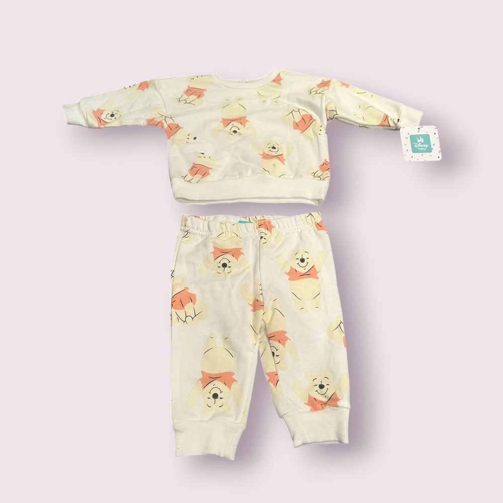 NWT Disney Baby Winnie Th Pooh Sweat Pants And Sweatshirt Outfit Size 0-3 Mon